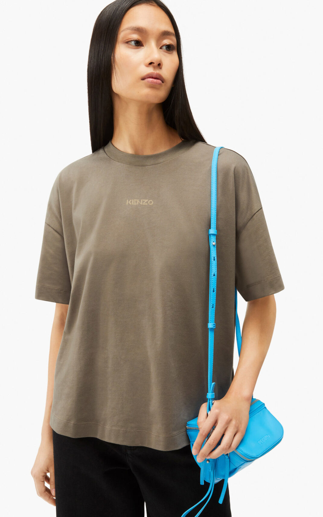 Camisetas Kenzo Logo boxy Mujer Gris Claro WAM934082